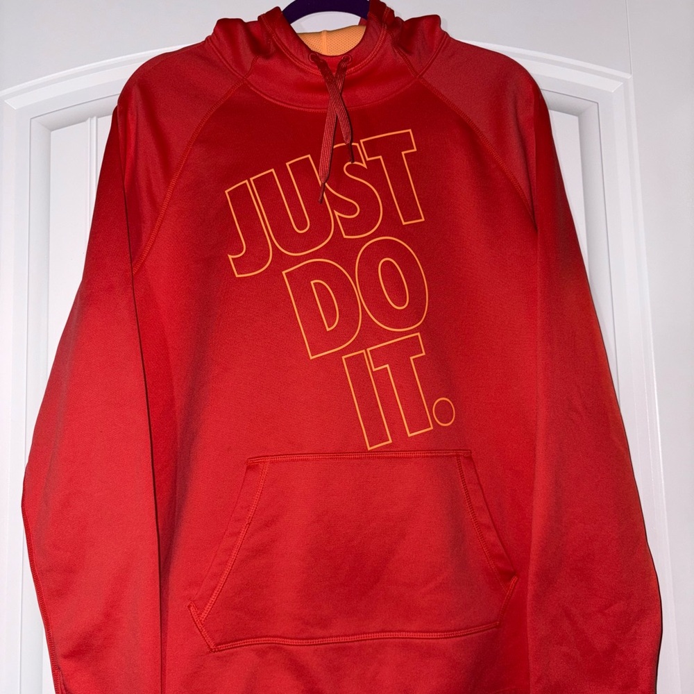 Nike women orange hoodie size XL, thumbholes